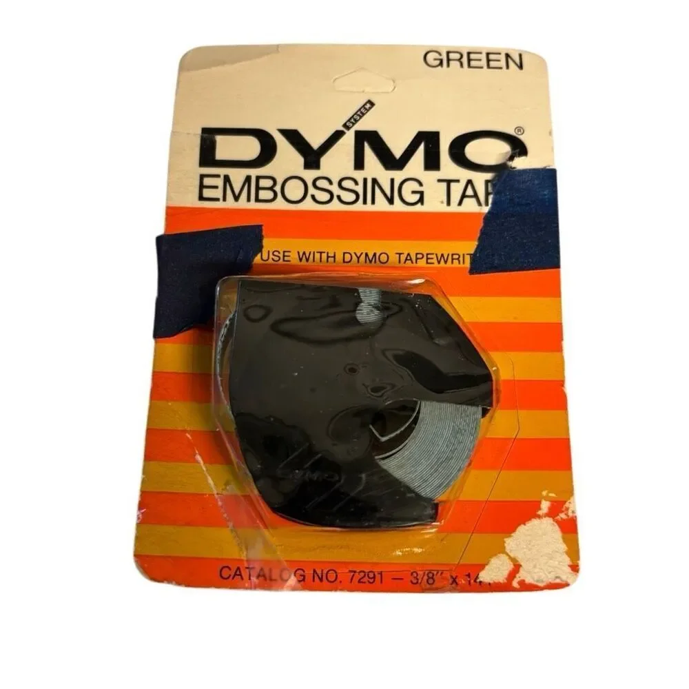 Vintage Dymo Model 1800 Blue Label Maker & Green Embossing Tape *New*